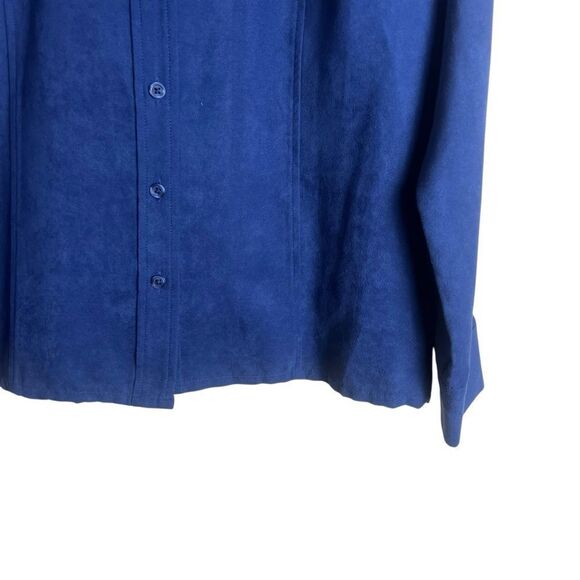 Tradition blue faux suede like button up shirt. Size 10 - Picture 7 of 8